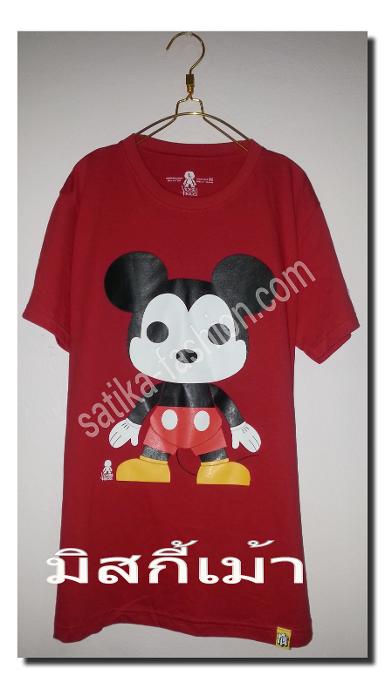 CL0012RED เสื้อยืดคอกลมสีแดงลายการ์ตูนมิสกี้เม้า     เนื้อผ้ายืด นุ่มสวมใส่สบาย